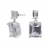 Sterling Silver 925 Emerald Cut Drop Earrings