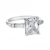 Sterling Silver 925 Emerald Cut Tri-Stone Ring