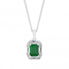 Sterling Silver 925 Emerald Green Halo Pendant Necklace