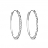 Sterling Silver 925 Fine Cubic Zirconia Hoop Earring