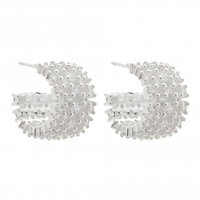 Sterling Silver 925 Fine Solitaire Barrell Hoop Earrings