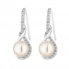 Sterling Silver 925 Freshwater Pearl and Cubic Zirconia Twist Infinity Earrings