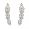 Sterling Silver 925 Freshwater Pearl Cubic Zirconia Climber Earrings