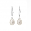 Sterling Silver 925 Freshwater Pearl Cubic Zirconia Sleek Drop Earring