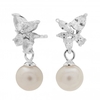 Sterling Silver 925 Freshwater Pearl Floral Earrings