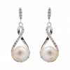 Sterling Silver 925 Freshwater Pearl Infinity Drop Earrings