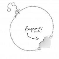 Sterling Silver 925 Heart Bracelet - Personalise By Engraving