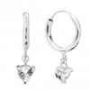 Sterling Silver 925 Heart Charmed Hoop Earrings