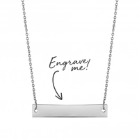 Sterling Silver 925 Horizontal Bar Necklace - Personalise By Engraving