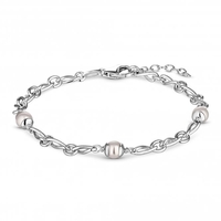 Sterling Silver 925 Infinity and Pearl Bracelet