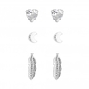 Sterling Silver 925 Leaf Stud Earrings - Pack Of 3