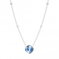 Sterling Silver 925 Light Sapphire Cushion Pendant Embellished With Swarovski Crystals