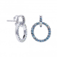 Sterling Silver 925 Made With Swarovski Aurora Borealis Round Drop Earrings