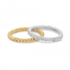 Sterling Silver 925 Mixed Plate Rope And Cubic Zirconia Ring Pack Of 2