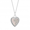 Sterling Silver 925 Mother Of Pearl And Cubic Zircoina Heart Pendant Necklace