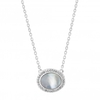 Sterling Silver 925 Mother Of Pearl Cubic Zirconia Halo Necklace