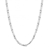 Sterling Silver 925 Multi Chain Cube Bead Necklace