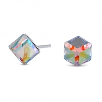 Sterling silver 925 multi coloured cube stud earring