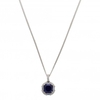 Sterling Silver 925 Navy Blue Cubic Zirconia Crystal Necklace