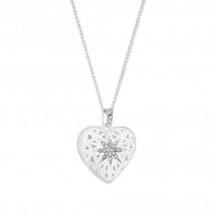Sterling Silver 925 North Star Heart Necklace Embellished With Swarovski Crystals