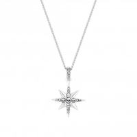 Sterling Silver 925 North Star Necklace Embellished With Swarovski Crystals