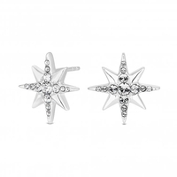Sterling Silver 925 North Star Stud Earring Embellished With Swarovski Crystals