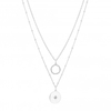 Sterling Silver 925 Open Cubic Zirconia And Single Stone Disc Pendant