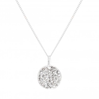 Sterling Silver 925 Pave Disc Pendant Embellished With Swarovski Crystals