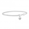 Sterling Silver 925 Pave Heart Rope Bracelet Made With Swarovksi Crystals