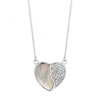Sterling Silver 925 Pave Mother Of Pearl Heart Necklace