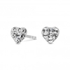 Sterling Silver 925 Pave Paste Heart Stud Earrings
