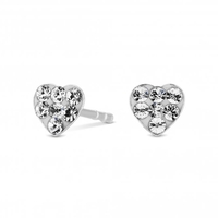 Sterling Silver 925 Pave Paste Heart Stud Earrings