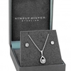 Sterling Silver 925 Peardrop Halo Solitaire Necklace And Earring Set - Gift Boxed