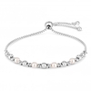 Sterling Silver 925 Pearl Diamond Cut Toggle Bracelet