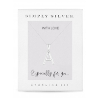 Sterling Silver 925 Polished Alphabet Necklace - Letter A