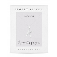 Sterling Silver 925 Polished Alphabet Necklace - Letter K