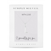Sterling Silver 925 Polished Alphabet Necklace - Letter L