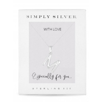 Sterling Silver 925 Polished Alphabet Necklace - Letter M