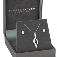 Sterling Silver 925 Polished and Blue Twist Stone Set