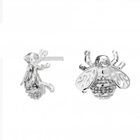 Sterling Silver 925 Polished Bee Stud Earring