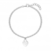 Sterling Silver 925 Polished Charmed Heart Bracelet