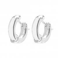 Sterling Silver 925 Polished Chunky Station Hoop Earring