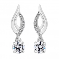 Sterling Silver 925 Polished Cubic Zirconia Single Solitaire Drop Earring