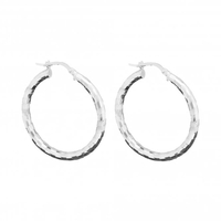 Sterling Silver 925 Polished Diamond Cut Hoop Earrings