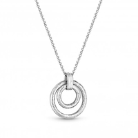 Sterling Silver 925 Polished Double Open Textured Necklace