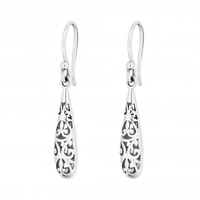 Sterling Silver 925 Polished Filigree Caged Drop Earring