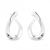 Sterling Silver 925 Polished Fluid Front To Back Earring