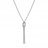 Sterling Silver 925 Polished Fox Tail Knot Lariat Necklace