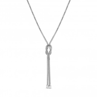 Sterling Silver 925 Polished Fox Tail Knot Lariat Necklace