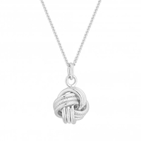 Sterling Silver 925 Polished Knot Pendant Necklace